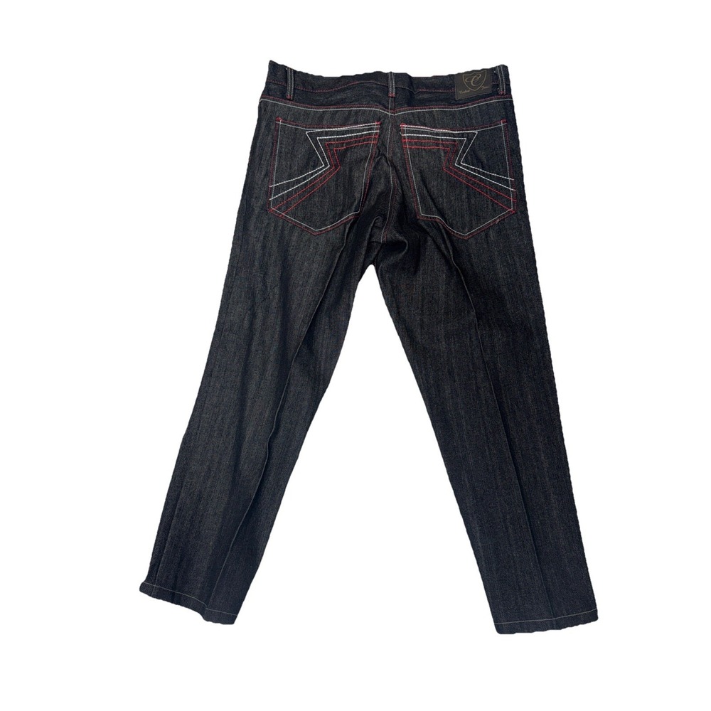 Corked Jeans Shorts Mens 40x28 Black Denim Embroidered Pockets 100% Cotton